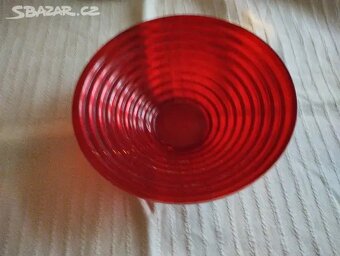 Retro červená skleněná mísa - 4