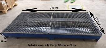 Záchytná vana , z oceli, pro 8 sudů, lakovaná, podjizdná - 4