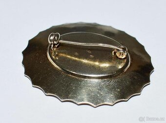 Starožitná stříbrná pozlacená brož - Vintage - 4