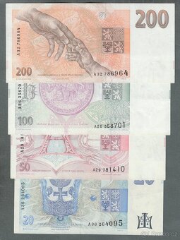 Staré bankovky sestava vydání 1993 VZÁCNÉ 20-500 Kč, pěknÉ - 4