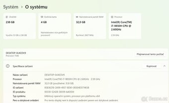 Dell Precision 7540,i7-9850H,WIN 11,M.2 SATA SSD 256GB,RAM 3 - 4