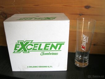 Sklenice GAMBRINUS EXCELENT 0,3 L - třetinky -NOVÉ - 4