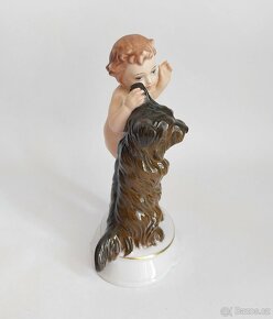 Starožitná porcelánová figura - putto a pes - Rosenthal - 4