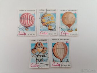 Známky 38 známek lodě letadla vzducholodě balóny Kuba SSSR.. - 4