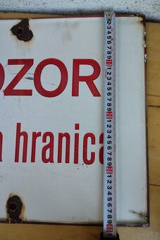 Stará smaltovaná cedule Pozor Štátna hranica - 4