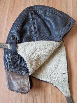 Kožená kukla německého pilota Luftwaffe - válečný kus - 4