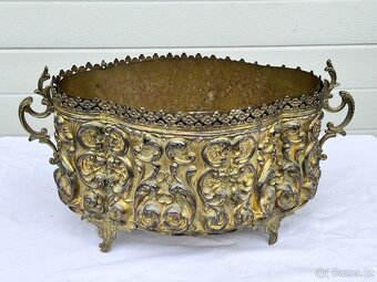 Žardiniéra květináč starožitný 1850-60 mosaz Francie Napoleo - 4