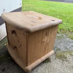 Dva noční stolky z dřevěného masivu, světle hnědá - 4