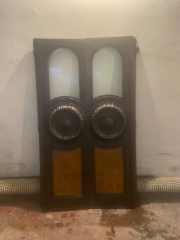 Secesní historické dvoukřídlé dveře s fazetovému skly a dřev - 4