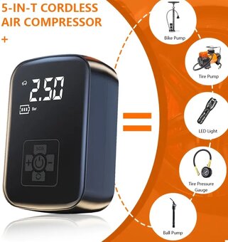 AKU KOMPRESOR - Digitální bezdrátový kompresor 120 W, 7,4 V, - 4