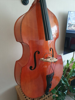 Celomasívní český 3/4 kontrabas, snímač, obal - 4