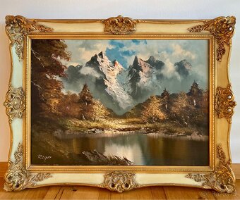 Starý obraz, olejomalba Kaisergebirge originál Reger - 4