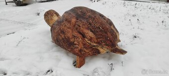 Dřevěný masivní samorost-želva. - 4