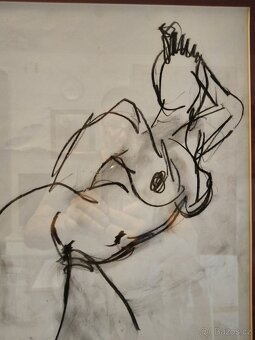 obraz NAHÁ DÁMA, akt, kresba, sign Ant. Kroča 1998 - 4