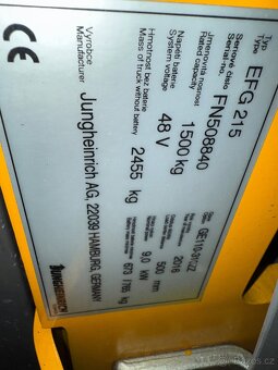El. vysokozdvižný vozík jungheinrich EFG 215 s kabinou - 4