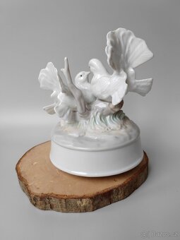 Nádherná vintage porcelánová hudební figurka pár ptáčků - 4