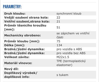 Homokinetický kloub Löbro (Fiat Punto 2) - 4