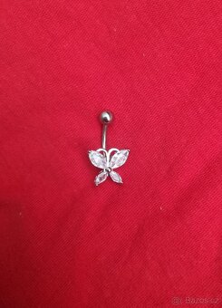 Piercing do břicha pupíku nový chirurgická ocel motýlek - 4