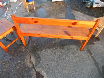 Lavice a židle z masivu, zachovalé, délka lavice 130cm - 4