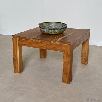 Světlý čtvercový teakový konferenční stolek obývací pokoj ex - 4