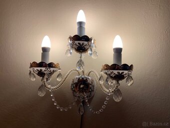 Klasický křišťálový lustr a lampička - 4