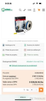 Topný kabel raychem 20W, 28m - 4