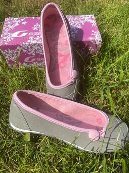 Baleríny silver/pink, s knoflíčkem vel. 35 - 4