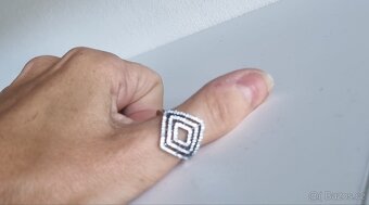 Nový dámský velký stříbrný prstýnek prsten 925 vel 56 třpyt - 4