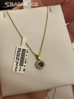 Zlatý řetízek s přívěškem DIAMANT + TOPAZ nové zlato - 4
