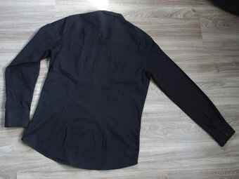 Pánská černá košile proužek, slim fit Smog vel. L - 4