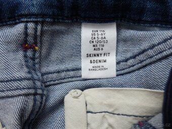 Džíny vel. 116 rifle trhané, skinny fit H&M - 4