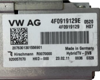 Jednotka televize TV tuner 4F0919129E Audi A7 4G sportback - 4