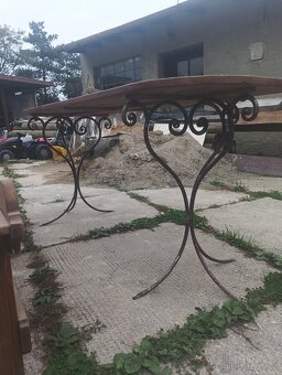 Dřevěná lavice stolek na kvetiny - 4