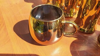 Zlaté skleněné tenkostěnné hrníčky s podšálky - 4