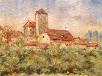 Obraz J. Rybář, Týnec nad Sázavou, olej na desce 49x63 - 4