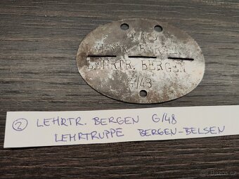 ID vojenská osobní známka Wehrmacht - Lehrtr.Bergen G/48 - 4