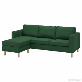Potah 3místné pohovky s lenoškou IKEA PÄRUP/Vissle tm.zelená - 4
