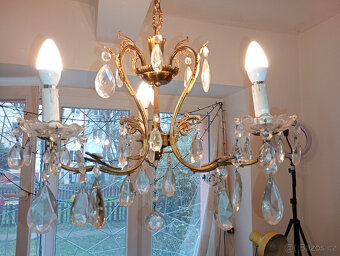 Křišťálový lustr,Hollywood Regency,3 ramena - 4