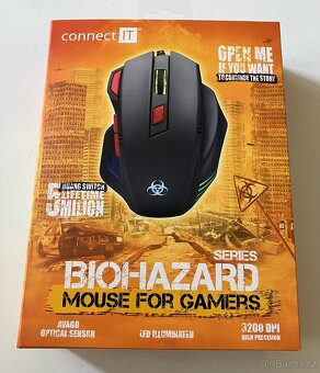 Connect IT Biohazard, černá herní myš + podložka, nepoužitá - 4
