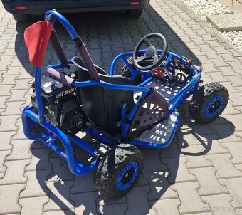 Dětská benzínová buggy 80cc modrá s helmou - 4