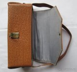 Vintage pevná kabelka do ruky, světle hnědá kůže - 4