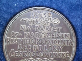 medaile Masaryk - narozeninová 1935 (50mm ) + etue - 4