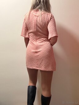 Mini růžové šaty s podšívkou - XS/S - 4