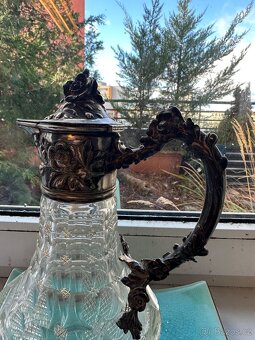 Secesní karafa s cínovou montáží - 4