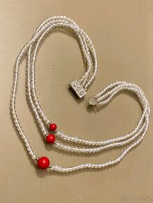 Trojřadý křišťálový náhrdelník s korály - 4
