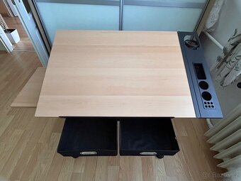 MIADOMODO PSACÍ STŮL S POLICEMI A TABURETEM, SV. DŘEVO/ČERNÁ - 4