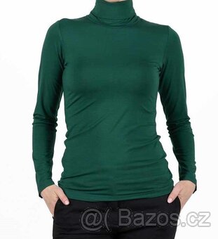 Dámský lahvově zelený bambusový rolák Bambutik S - 4