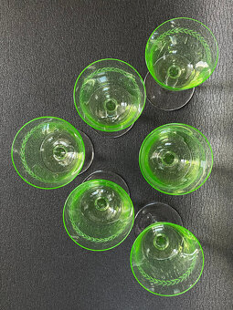 6x starožitná sklenice 120ml, uranové sklo - 4