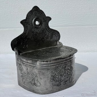 Starožitná cínová slánka s rokem 1814 - 4