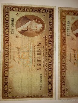 BANKOVKY 500 KČS 1945, VZÁCNÉ SÉRIE, NEPERFOROVANÉ - 4
